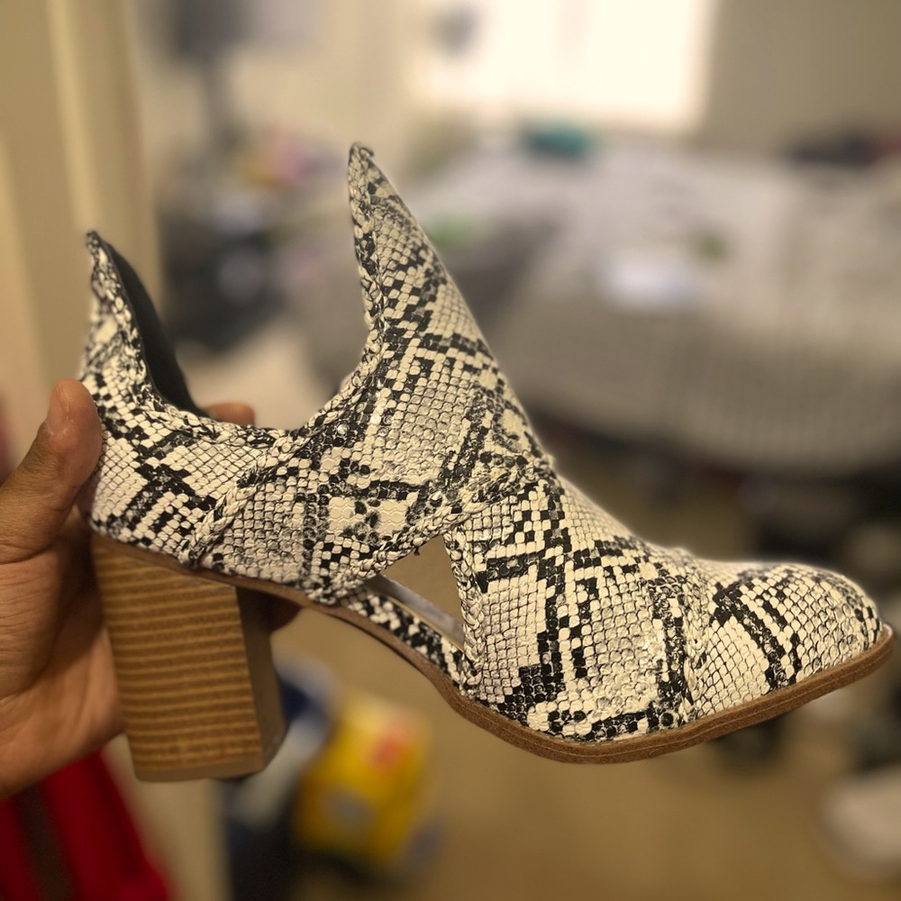 Snakeskin booties